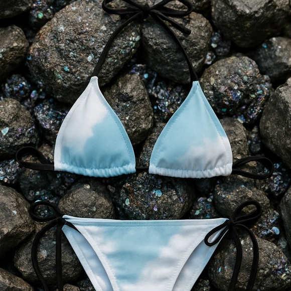 Handmade Cloud print two piece resort style - Picture 1 of 4